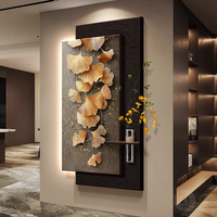 Vase mural rétro en forme de feuille de Ginkgo, double couche, texture grès, peinture à l'huile, décoration murale avec accessoires muraux