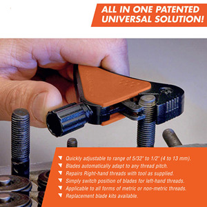 Outil de réparation de filetage externe universel en métal durable DEM. Remplace facilement des centaines de matrices. Poursuit automatiquement - Product Image 3
