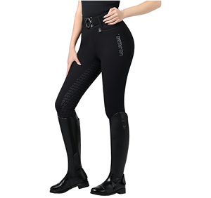 מכנסי רכיבה לנשים בגזרה גבוהה וצמודה, עם סיליקון לאחיזה מלאה, נושמים וגמישים, 67% ניילון + 33% ספנדקס - Product Image 1