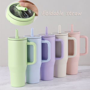 Gobelet isotherme en acier inoxydable de 40 oz avec poignée et paille rabattable, gobelet à boisson, thermos de qualité supérieure, tasse à café à double paroi pour <span class=keywords><strong>le</strong></span> bureau - Product Image 2