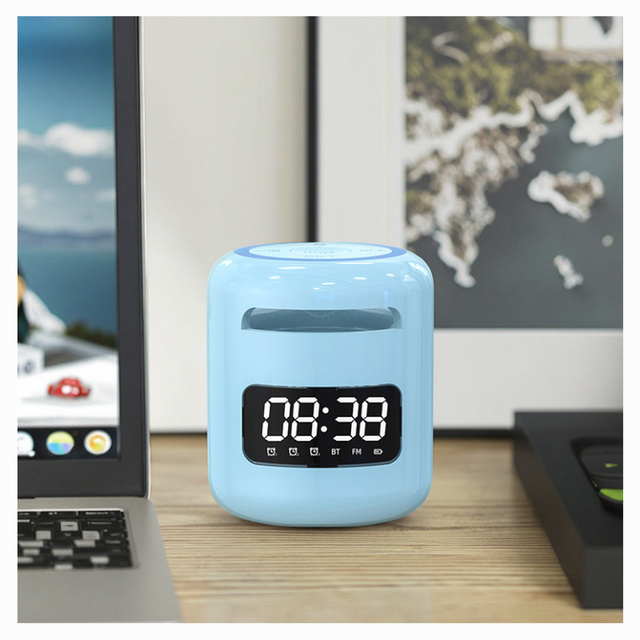 Wholesale Portable Mini Wireless Speaker with Clock Function for Outdoor Music Listening