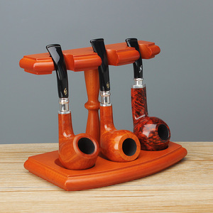 Wooden <b>Pipe</b> <b>Stand</b> 3 Position Roman Style Upright Solid Wood Tobacco <b>Pipe</b> Holder - Product Image 2