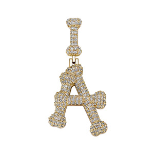 Collar Deportivo Europeo Americano de Moda con Colgante de Hueso de Diamante y Letras Aleatorias Combinadas de la A a la Z, en Oferta - Product Image 4