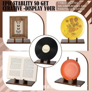 Solid wood kitchen menu display <b>rack</b>, round <b>plate</b> storage <b>rack</b>, desktop CD/album storage <b>rack</b>, wooden photo frame - Product Image 3