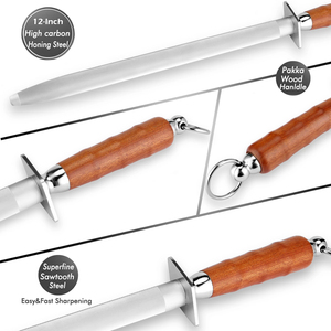 Affilacoltelli professionale da 12 pollici coltello da cucina affilatura rapida affilatrice <span class=keywords><strong>asta</strong></span> di levigatura con foro appeso con custodia in pelle - Product Image 4