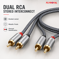 كابل صوت ستيريو RCA مزدوج مجدول بتشطيب معدني، سلك توصيل لأجهزة DVD ومضخمات الصوت وأنظمة المسرح المنزلي