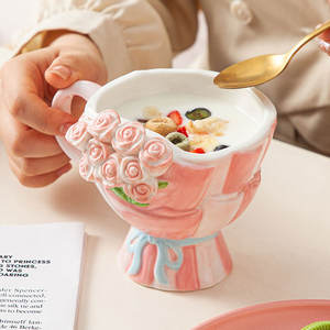 Taza de cerámica con diseño creativo de ramo de tulipanes, taza para café, postres o helados. - Product Image 5