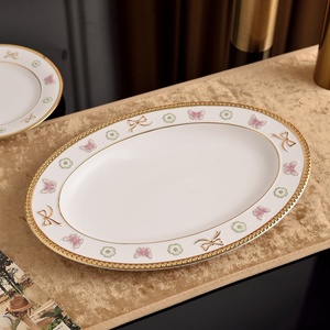 Gold Rimmed butterfly Porcelain Ceramic Dinnerware <b>Set</b> Dishwasher Safe for Hotel or Home Food <b>Serving</b>-Includes Plates and <b>Dishes</b> - Product Image 5