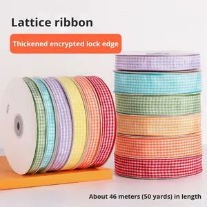 50 mét 2cm hai mặt đầy màu sắc kẻ sọc <span class=keywords><strong>Ribbon</strong></span> 100% polyester Scottish phong cách cho bó hoa quà tặng hoa bao bì Phụ Kiện 20 - Product Image 3