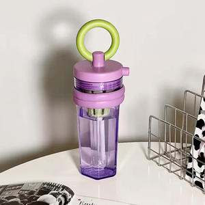 700ML grande capacité créative paille tasse Portable en plastique tasse d'eau thé séparation bouteille d'eau - Product Image 4