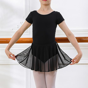 Justaucorps de danse pour enfants ensembles de justaucorps de ballet à manches courtes avec jupe vaporeuse amovible - Product Image 3