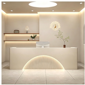 Mostrador de Recepción de Madera con Forma de Ola Contemporánea CR104 para Tiendas, Vestíbulos de Hoteles, Consultorios Médicos, Espacios de Trabajo Compartidos y Salones de Belleza - Product Image 6