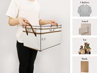 LoforHoney – Paniers de rangement modernes en tissu rectangulaires avec couvercles, pliables, pour placard, paniers à linge, poignées en corde de coton, grand format, beige et marron