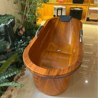 Baignoire Spa Autoportante Moderne en Résine Acrylique Écologique à Surface Solide avec Fonction de Trempage et Vidange pour Appartements et Hôtels