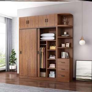 Armario de Dormitorio Moderno YALIG con Puerta Batiente de Melamina Color Madera en Venta - Product Image 4