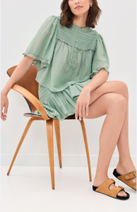 Minifalda de Chifón Viscosa de Cintura Alta para Mujer, Color Sólido, con Volantes, Estilo Prairie Chic, Suave y Cómoda para el Verano - Product Image 3