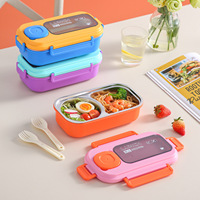 Boîte à lunch double couche en acier inoxydable 304 pour étudiants, portable, compatible micro-ondes, pour repas légers, idéale pour le bureau et les étudiants