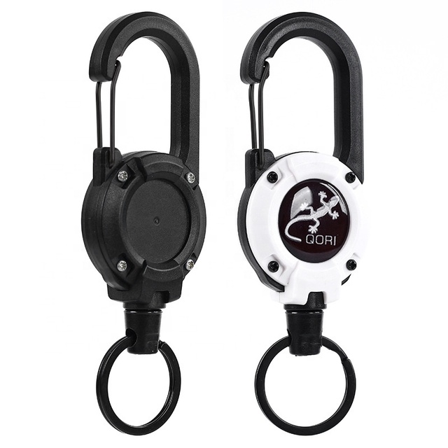 Custom Heavy Duty Black & White Retractable Badge Holder Reel Nylon Wire Plastic Material Premium Retractable Badge Reel
