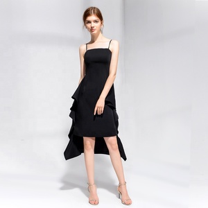 Moda europea y americana vestidos 2019 <span class=keywords><strong>mujer</strong></span> Chic de plisado sin mangas Irregular Vestido largo de las mujeres - Product Image 4