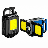 Lampe de travail COB pliable rechargeable, mini lampe torche magnétique avec mousqueton, USB Type-C, lampe de camping de poche, porte-clés EDC, support de fixation
