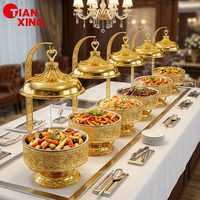 Großhandel Goldenes 8L Rundes Chafing Dish Set mit Hängedeckel aus Edelstahl – Speisenwärmer für Catering und Hochzeiten im Nahen Osten