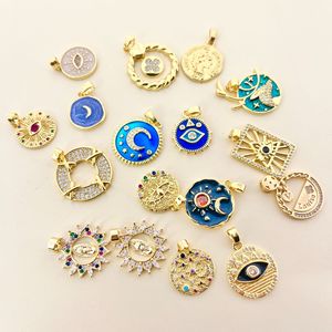 Pendentifs Thème Œil Turc en Alliage de Cuivre, Forme Étoile Ronde, Sertissage Clos, Bijou Unisexe, Accessoire Cadeau - Product Image 1