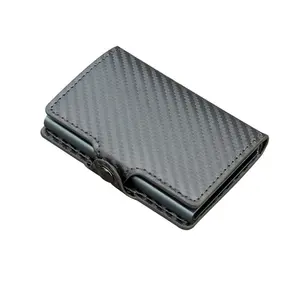 Ví Tinh Thần Chặn RFID Slim PU Leather Pop Up Chủ Thẻ Với Zip Coin Pocket Ví Tiền Clip Cho Nam Giới