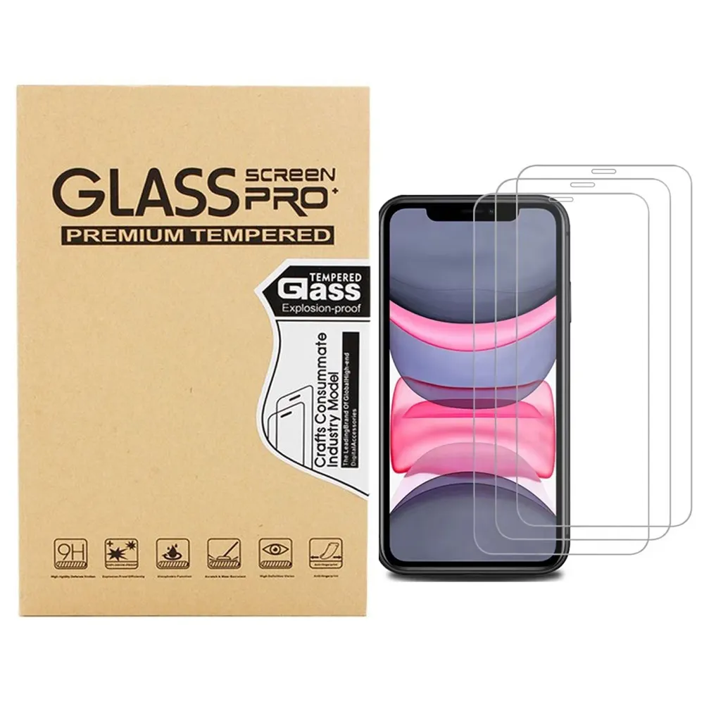 Ebay / Amazon Meilleur vendeur 3-Pack boîte paquet 3d protecteur d'écran en verre trempé pour iPhone 15 14 13 12 11 pro XS Max 7 8