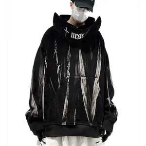 2023 Fashion Custom Winter High Street Punk Oversize Men Hoodie Pullover Baggy Coat For Hit Hop Street Wear