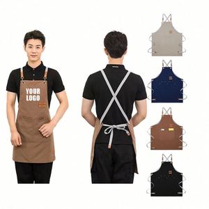 Delantales con Logotipo Personalizado en Oferta, Delantales de Lona Impermeables y Resistentes al Aceite para Restaurante, Cocina, Uniformes de Moda, Delantales de Jardín - Product Image 1