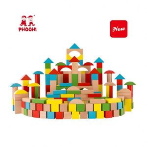 New arrival 128 pcs cổ điển bé đặt khối xây dựng bằng gỗ cho bé 18 M + - Product Image 1