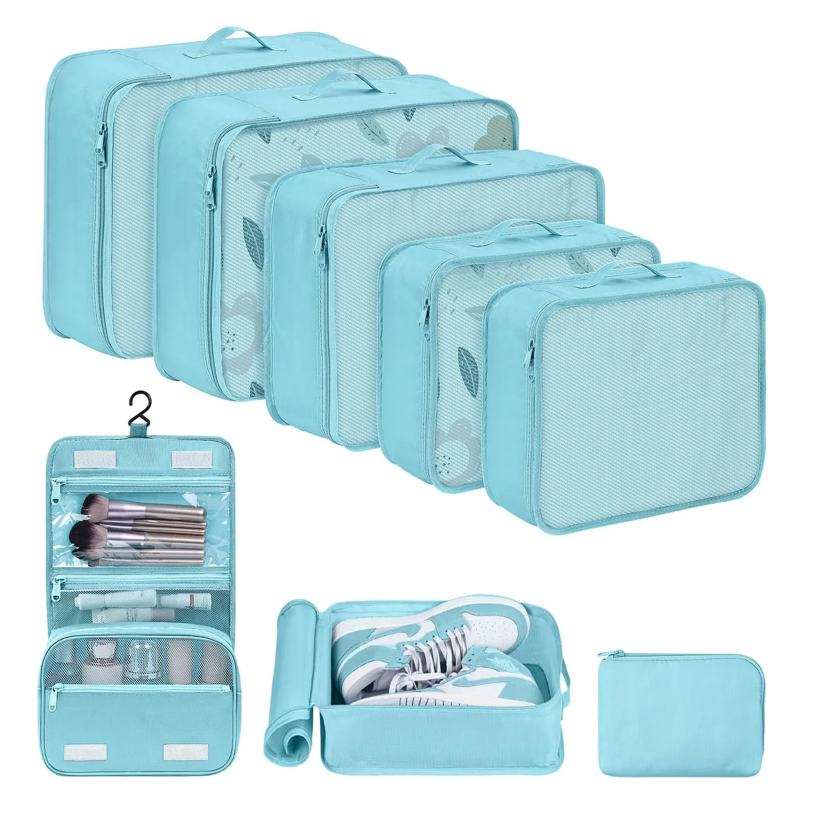 경량 여행 큐브 수하물 가방 여행 대형 세면 도구 가방 포장 큐브 가방 정리 가방 세트