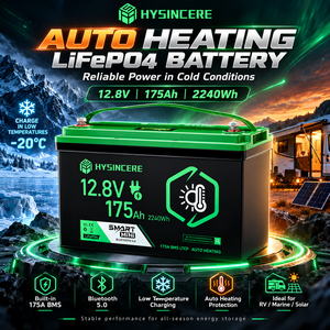 סוללת LiFePO4 חכמה מיני <span class=keywords><strong>12V</strong></span> 175Ah עם חימום עצמי, בלוטות' 5.0, צג LCD, 2240Wh, 175A, BMS LTCP לחורף, קרוואן, סירה, גרור - Product Image 1