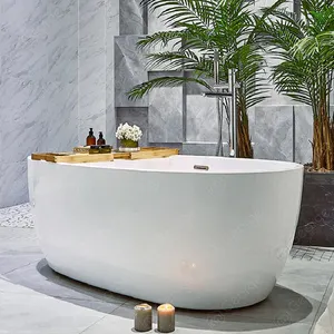 Baignoire pour salle de bain, deux étoiles, style ovale, Standard, résine acrylique en marbre, Surface unie, hôtel