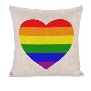 Sarung bantal lempar bendera Gay kustom LGBT sarung bantal Linen katun 18*18 inci/45x45cm dekorasi pelangi