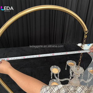 LEDA Gold Metal Crystal Chandelier Centerpiece Stand Elegant Wedding <b>Table</b> Decoration - Product Image 4