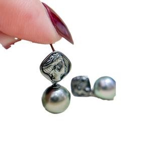 DIY <b>Silver</b> Jewelry Earrings with 9-13mm Round <b>Beads</b> S925 DIY Pearl Accessories Empty Tray Fashion 22214 Plated Size 12mm - Product Image 5