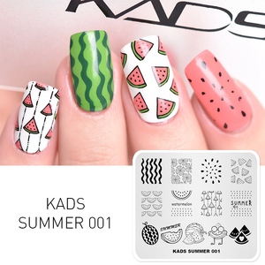 KADS Placas de Estampado de Uñas de Verano para Playa, Plantillas de Acero Inoxidable para Diseño de Uñas de Salón, Herramienta de Diseño de Manicura, 15 Patrones - Product Image 1