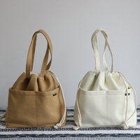 Tas Makan Siang Kanvas Tote Bag Gaya Baru Ginzeal, Sederhana, Modis, Berbahan Katun, Dengan Tali Serut dan Logo Cetak Sesuai Pesanan