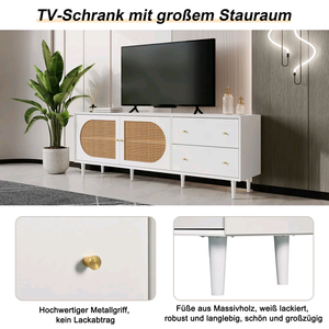 Combohome High Quality Mid Century Modern Living Room Furniture <strong>TV</strong> Stand Wood <strong>Rattan</strong> Storage Cabinet <strong>Tv</strong> <strong>Unit</strong> for Living Room - Product Image 4