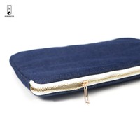 Sac de transport pour ordinateur portable en tissu jean vintage, grande capacité, fermeture éclair dorée, pochette de rangement pour tablette, étui portable pour ordinateur de bureau