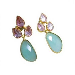 Pendientes de Moda con Perlas y Baño de Oro, Estilo Hip Hop, de un Fabricante Indio de Primera Línea, Joyería para Bodas - Product Image 1