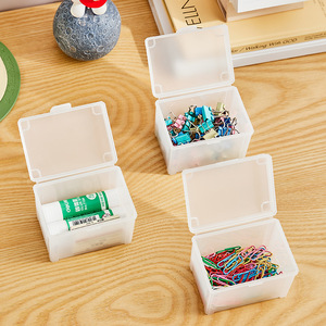 Porte-cartes empilable, petite boîte de rangement transparente pour bureau avec couvercle pour organiser les bijoux - Product Image 2
