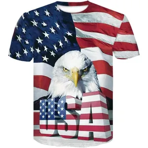 Fitspi 남자의 미국 국기 3D 인쇄 독수리 티셔츠 사용자 정의 티셔츠