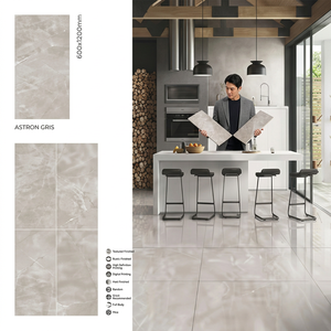 Azulejos de Porcelana Pulida Esmaltada en Gris Mármol Alecia, 600x1200mm, Acabado Brillante para Pisos y Paredes, Diseño de Interiores - Product Image 3