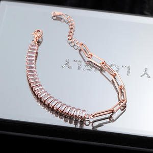 สร้อยข้อมือเทนนิสแบบอสมมาตรผู้หญิงแฟชั่นเกาหลีคลิปหนีบกระดาษสายสร้อยเพทายแบบหรูหราเครื่องประดับสำหรับเพื่อนของขวัญ - Product Image 4