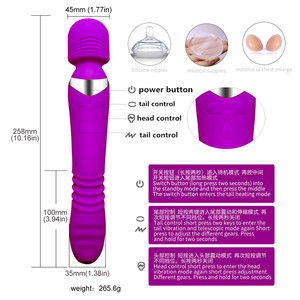 Vibratore Magico Riscaldato a Doppia Testa in Silicone con Funzione di Spinta, Massaggiatore <span class=keywords><strong>Clitorideo</strong></span> - Product Image 4