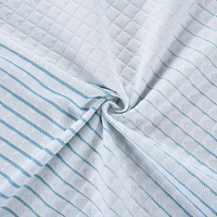 Tissu lin à rayures bleues, tissu en coton, tricot à côtes rayé