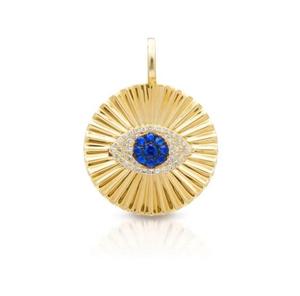 Bijoux fantaisie en or 18 carats, argent sterling 925, diamant CZ, saphir bleu, charme rayons d'œil - Product Image 2