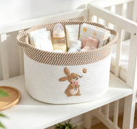 Panier de rangement pliable en corde de coton fait main pour bébé, pour couches, couvertures, jouets, décoration de chambre d'enfant